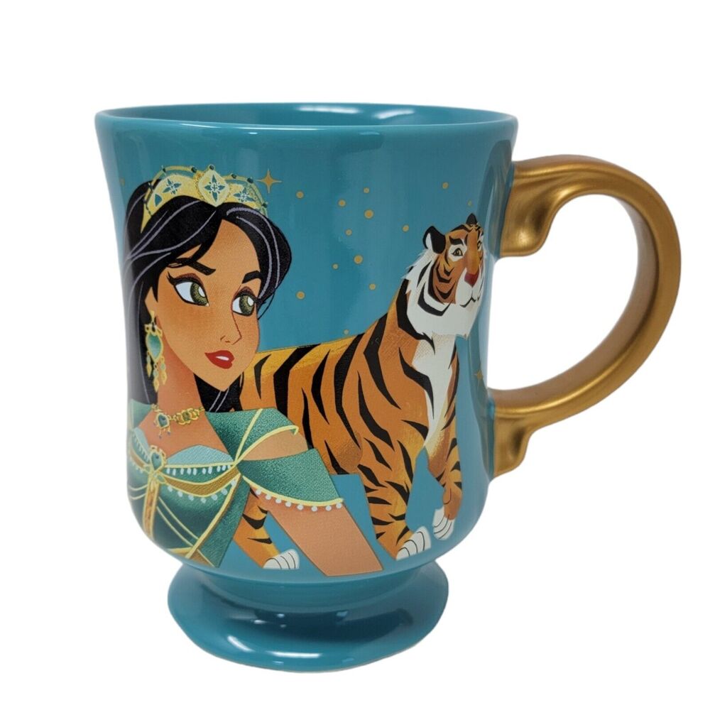 Disney Princess Jasmine Aladdin Coffee Mug‎ Live Action 2019 Footed Blue Rajah